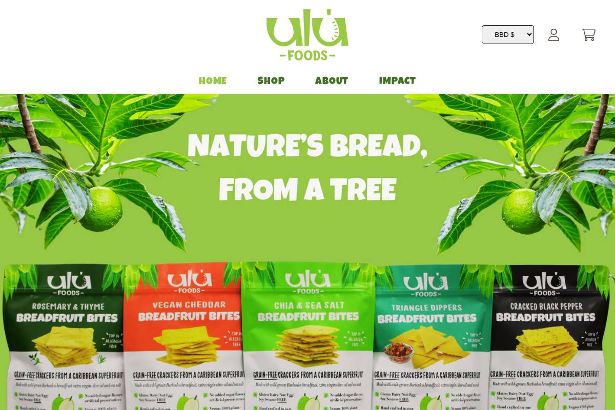 ulufoods.com homepage screenshot