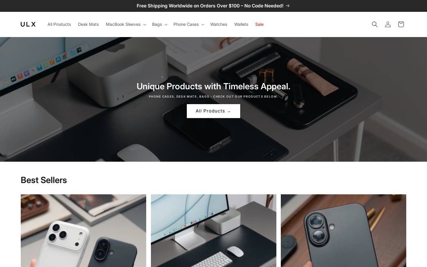 ULX Store homepage screenshot