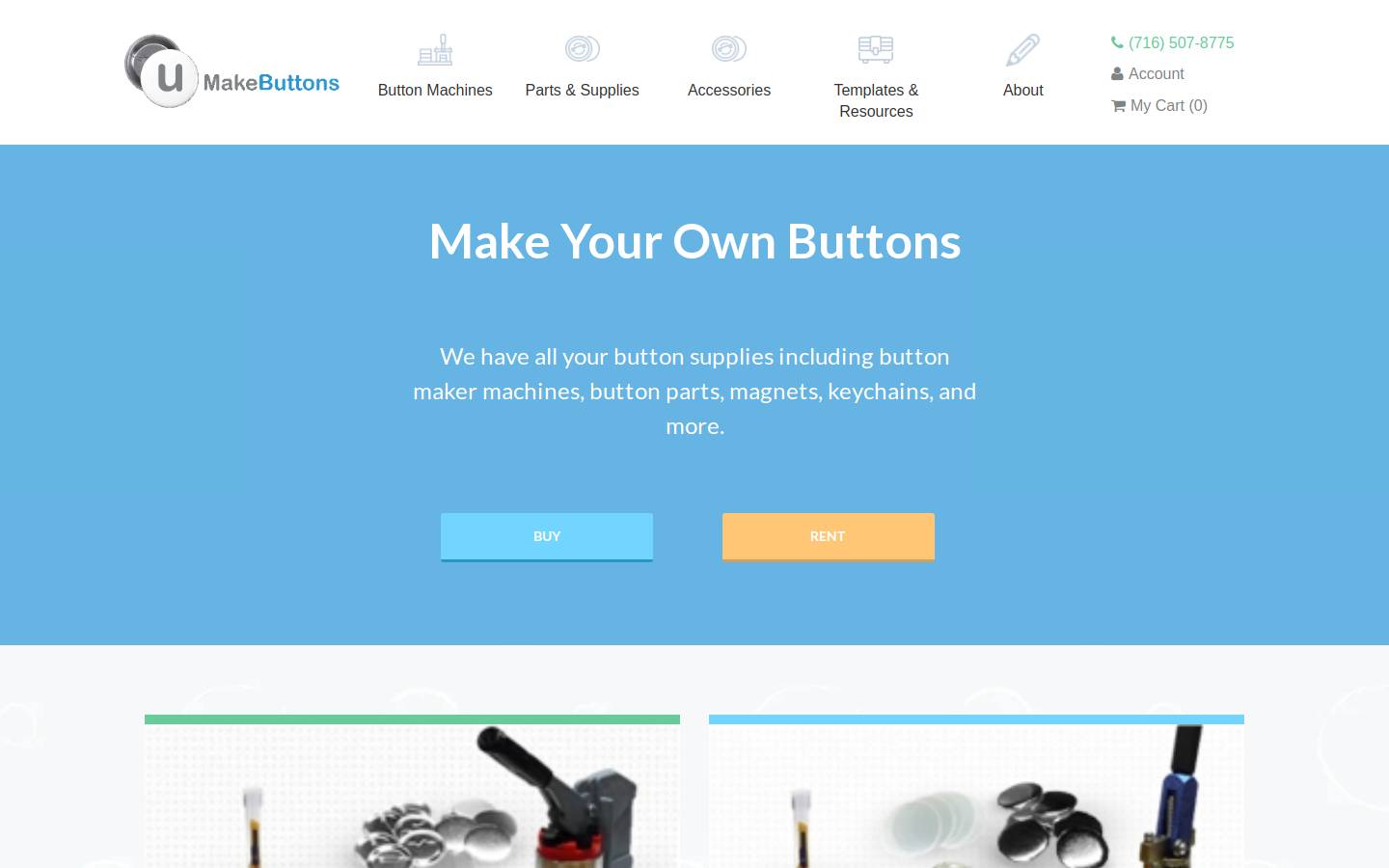 umakebuttons.com homepage screenshot