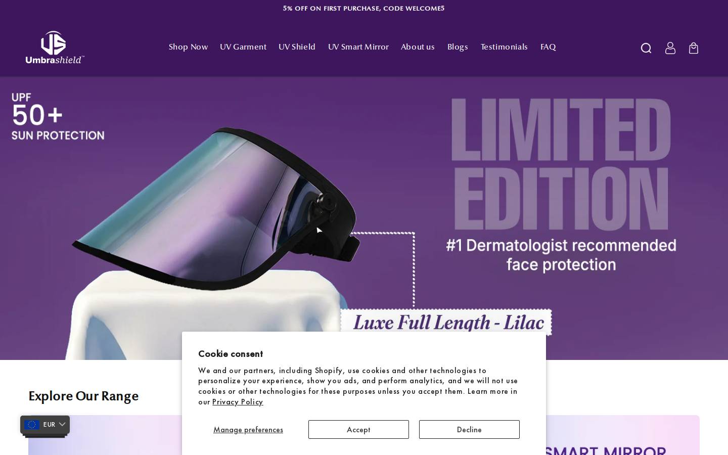 Umbrashield homepage screenshot
