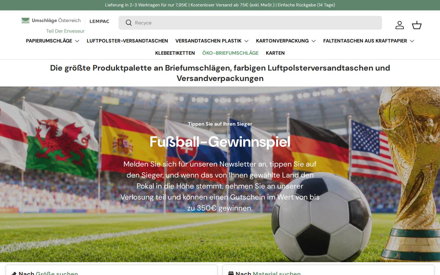 Umschläge Österreich homepage screenshot