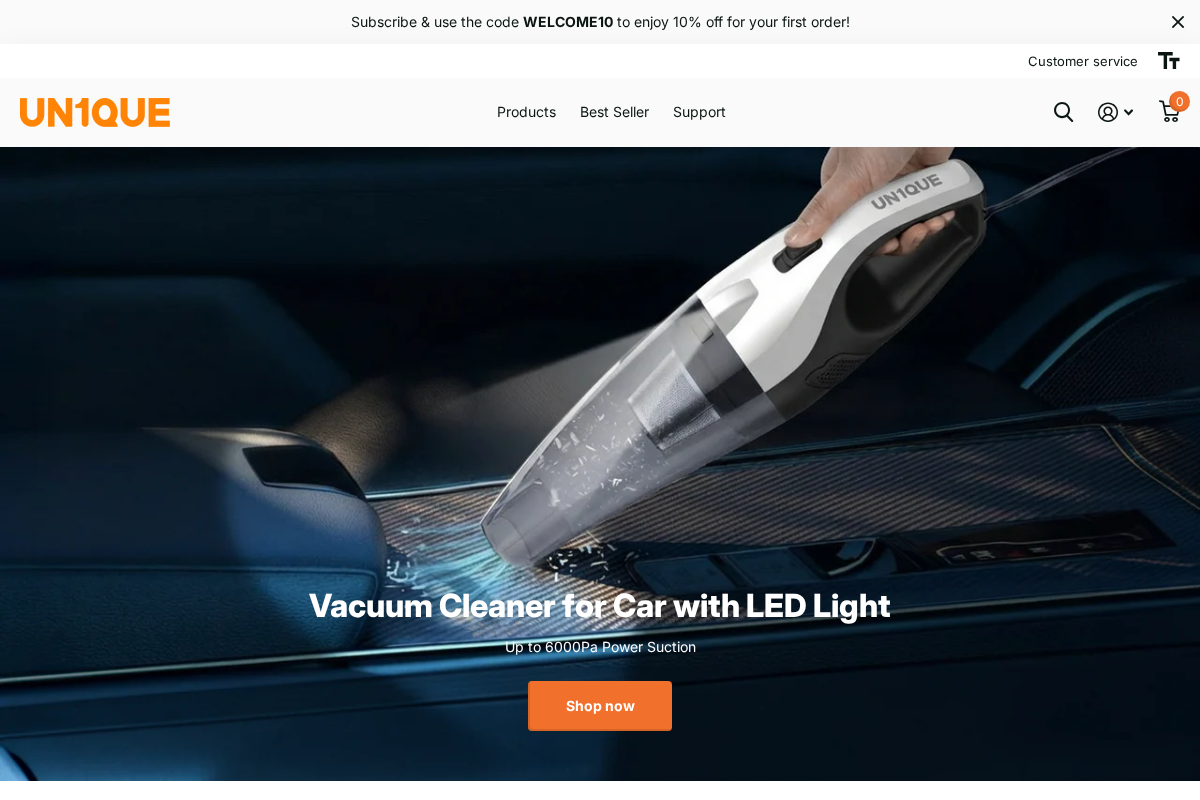 UN1QUE homepage screenshot