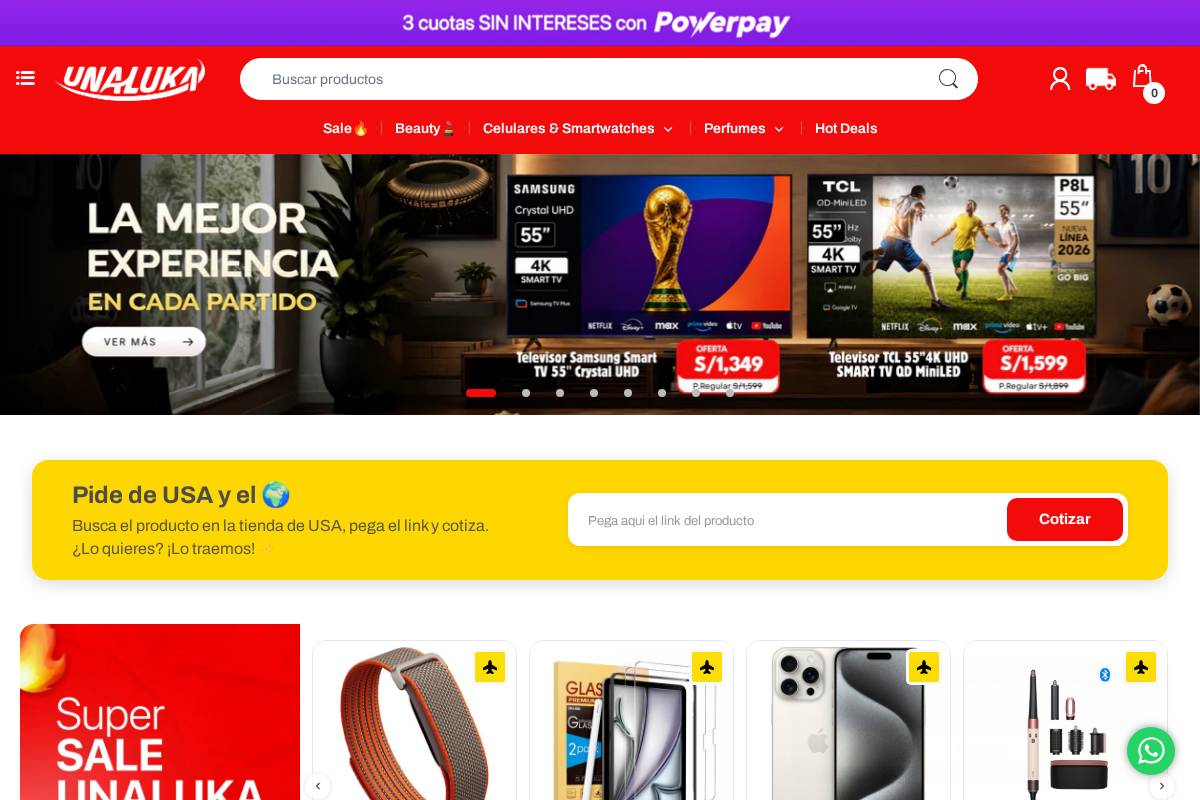 Unaluka homepage screenshot