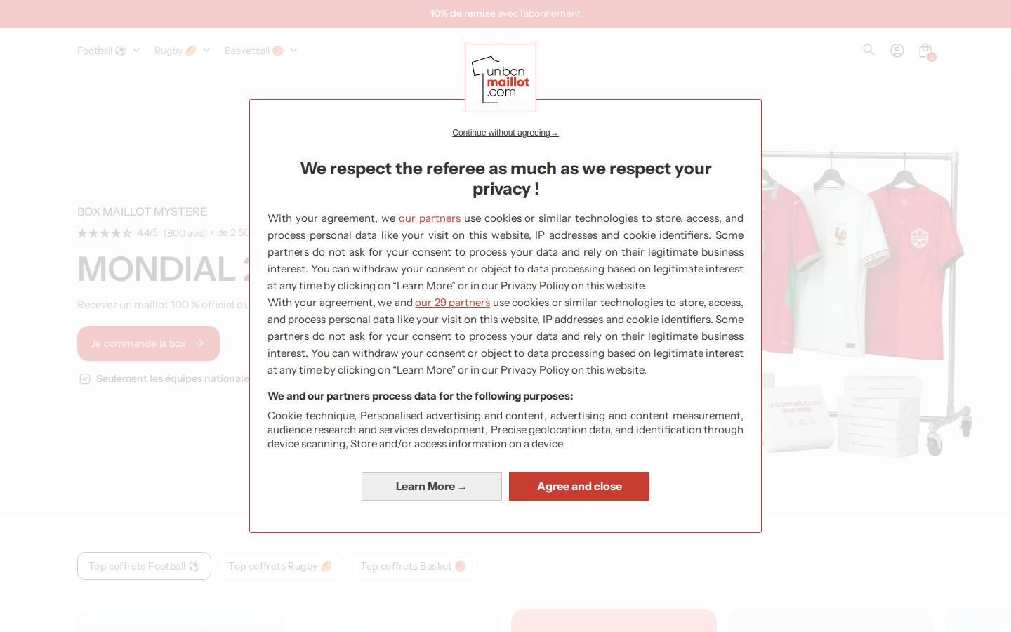 Unbonmaillot homepage screenshot