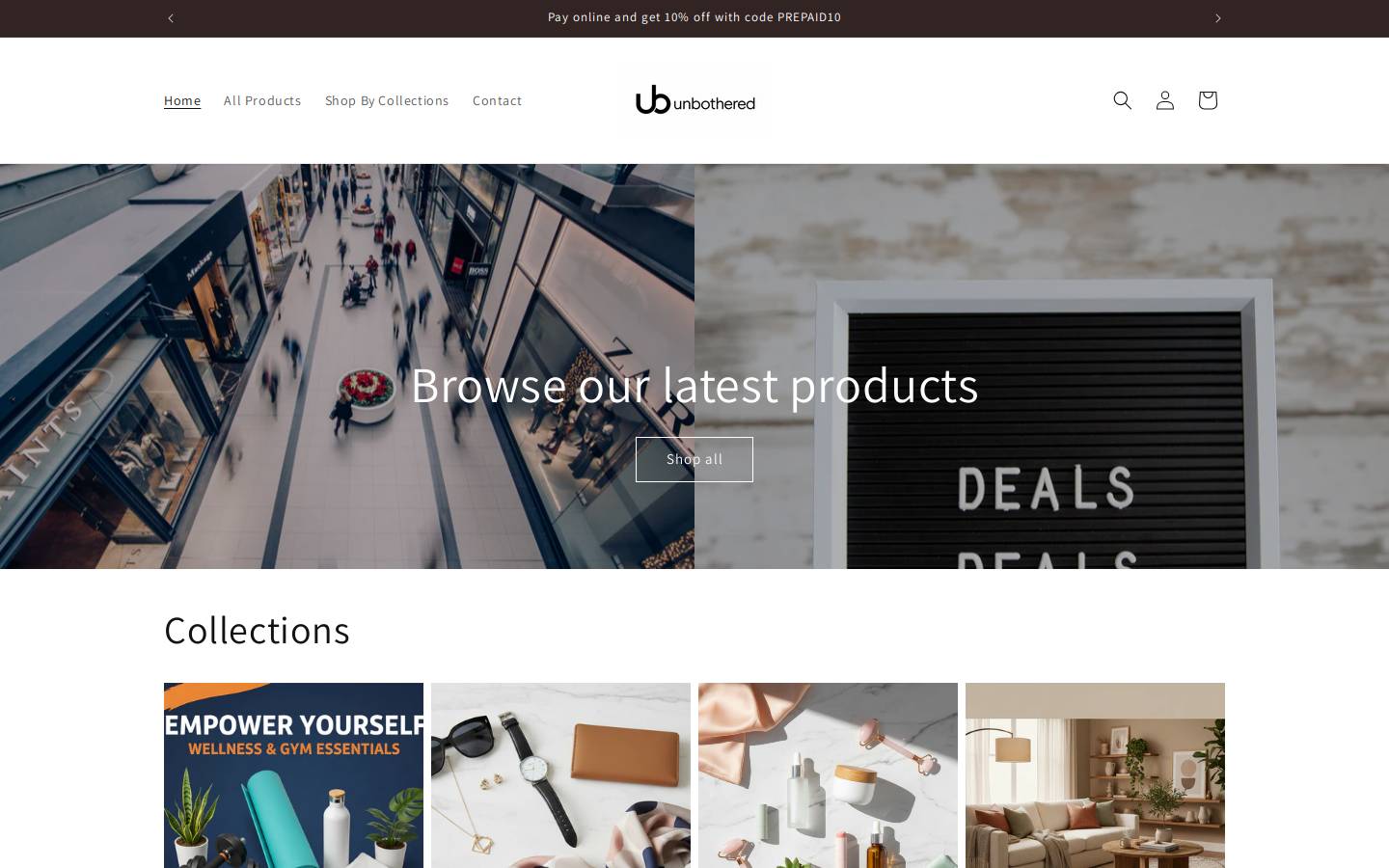 unbotheredstore.com homepage screenshot
