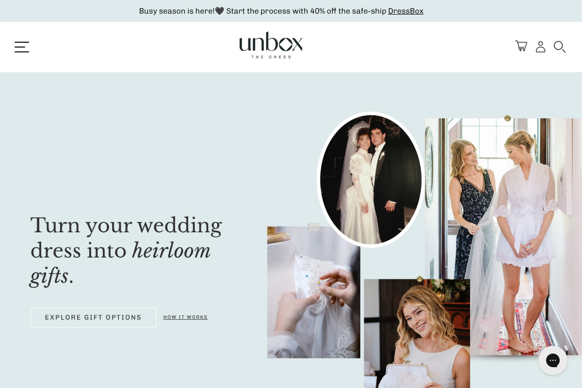 unboxthedress.com homepage screenshot