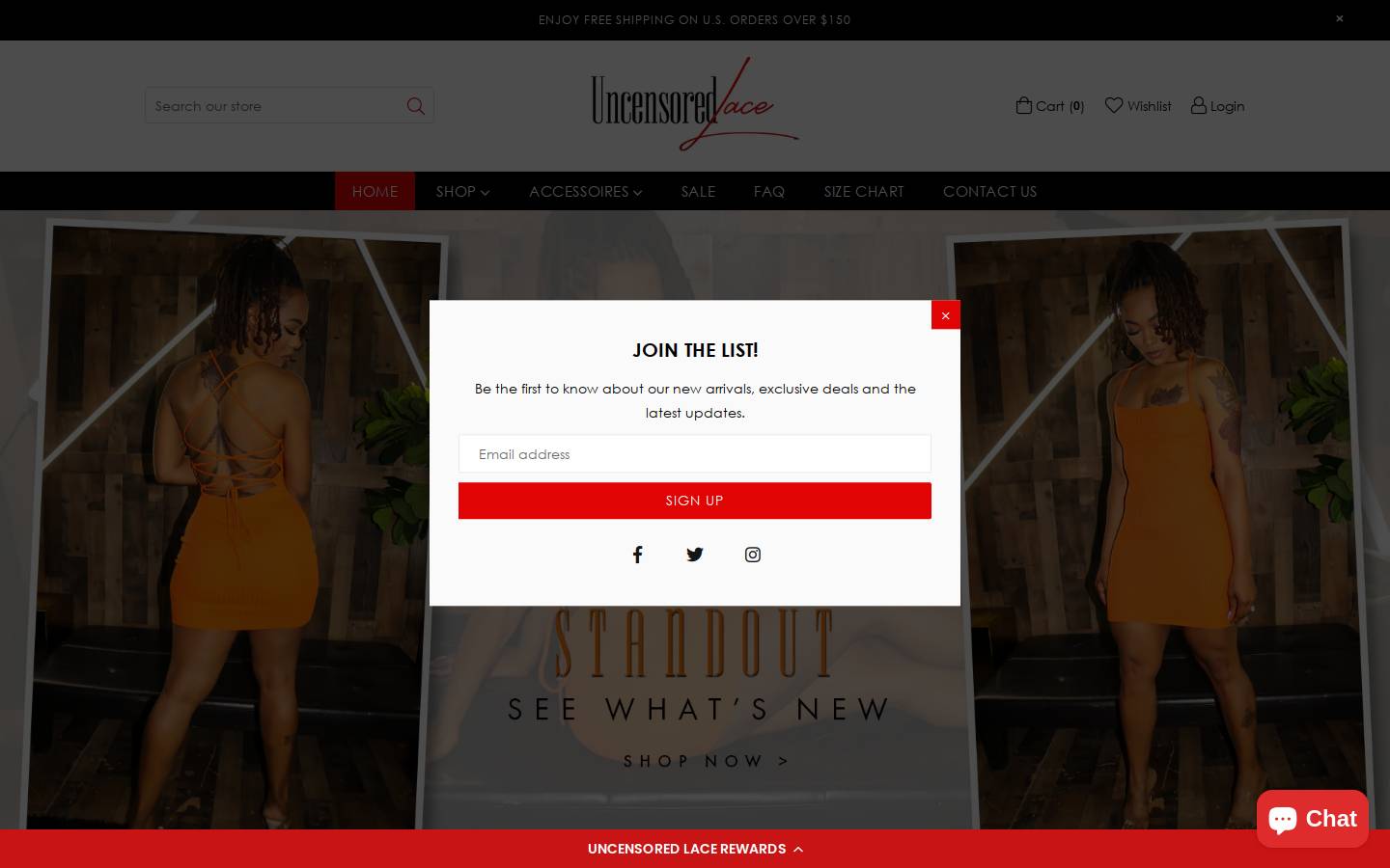 uncensored-lace.com homepage screenshot