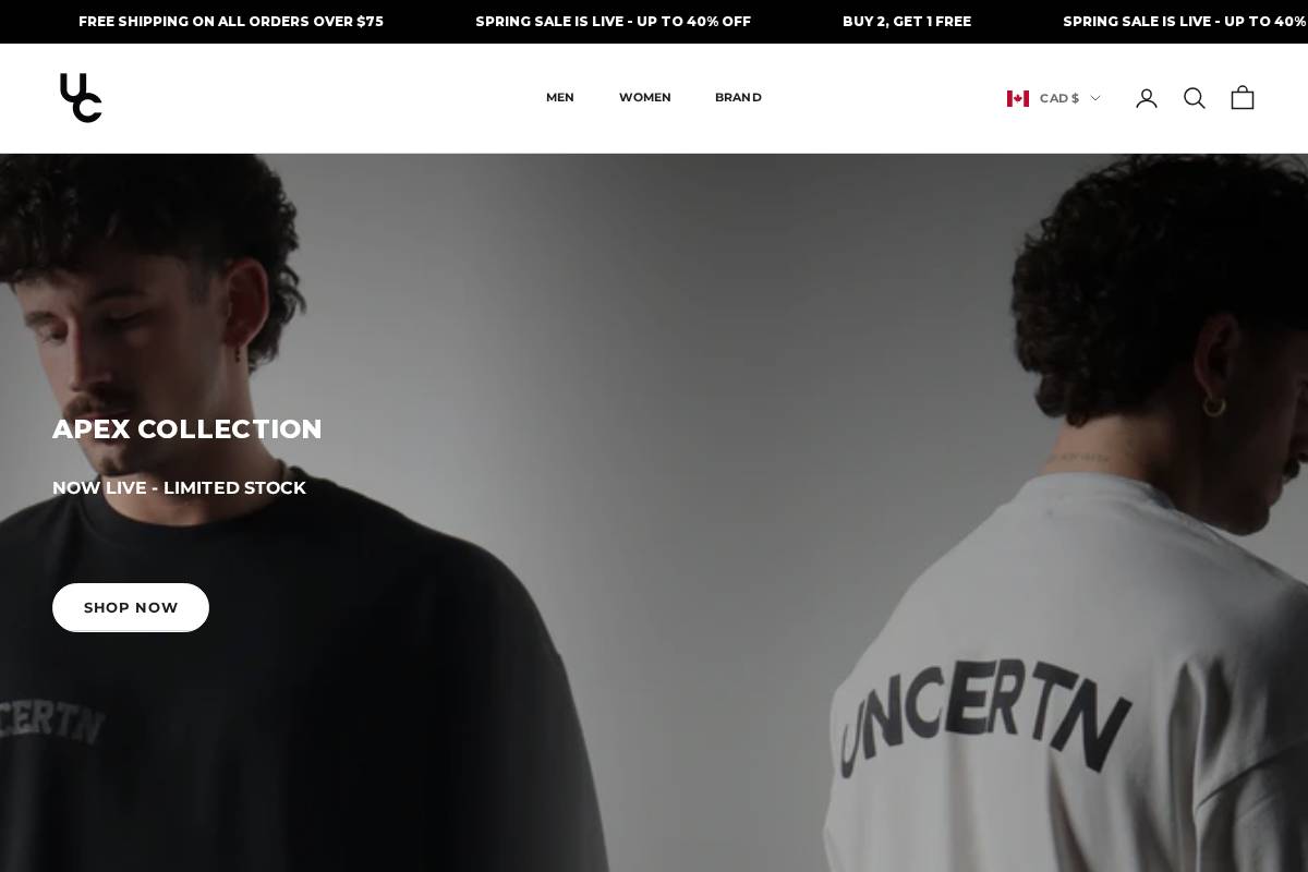 Uncertn homepage screenshot