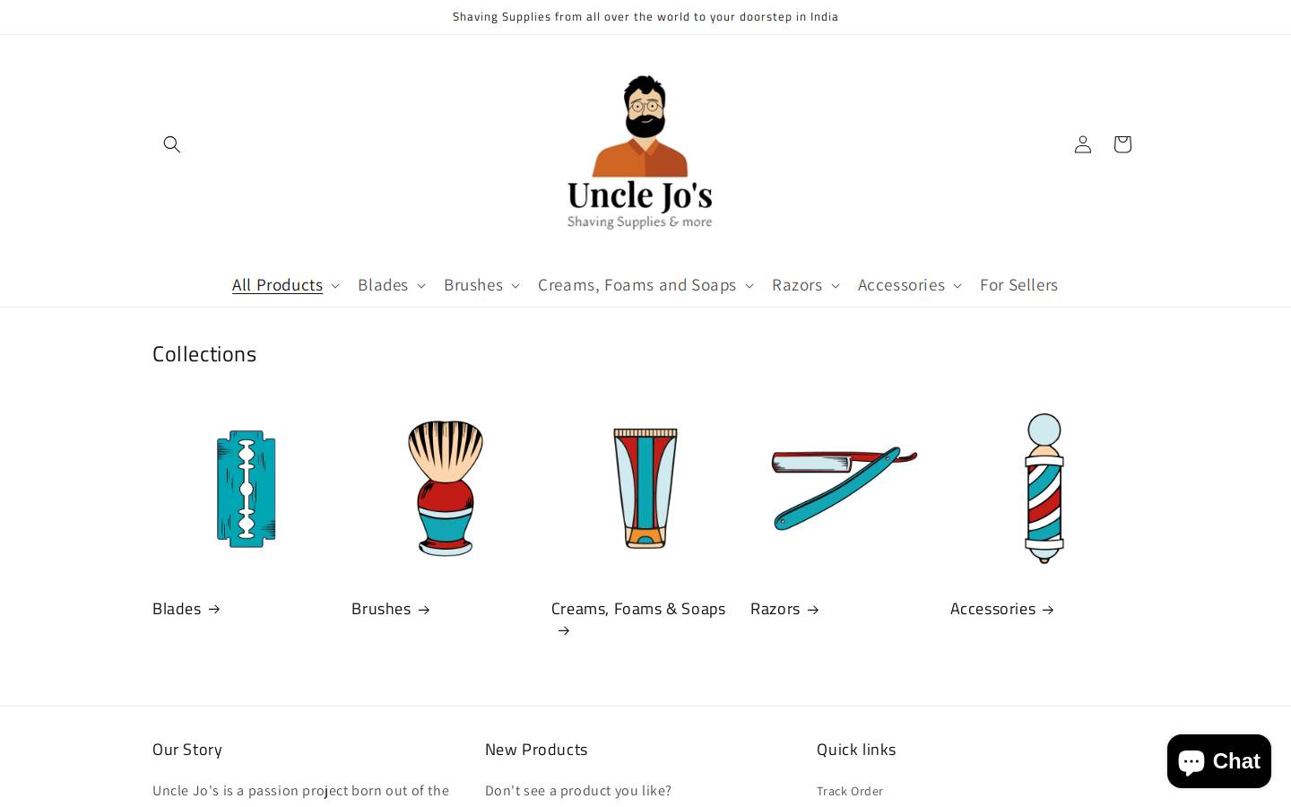unclejoshaves.com homepage screenshot