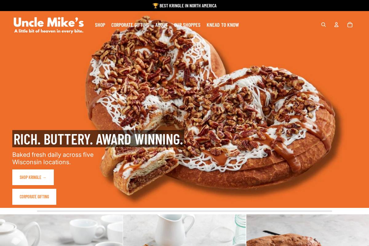 unclemikesbakeshoppe.com homepage screenshot