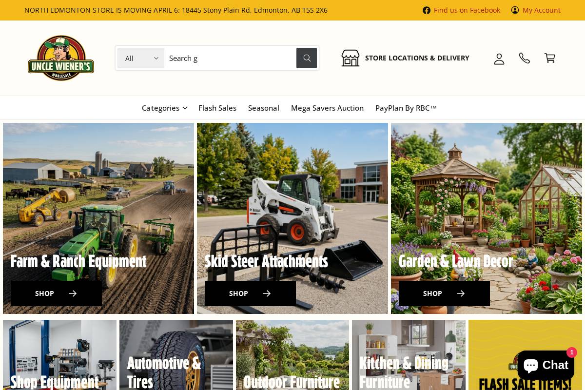 UNCLE Wiener's Wholesale homepage screenshot