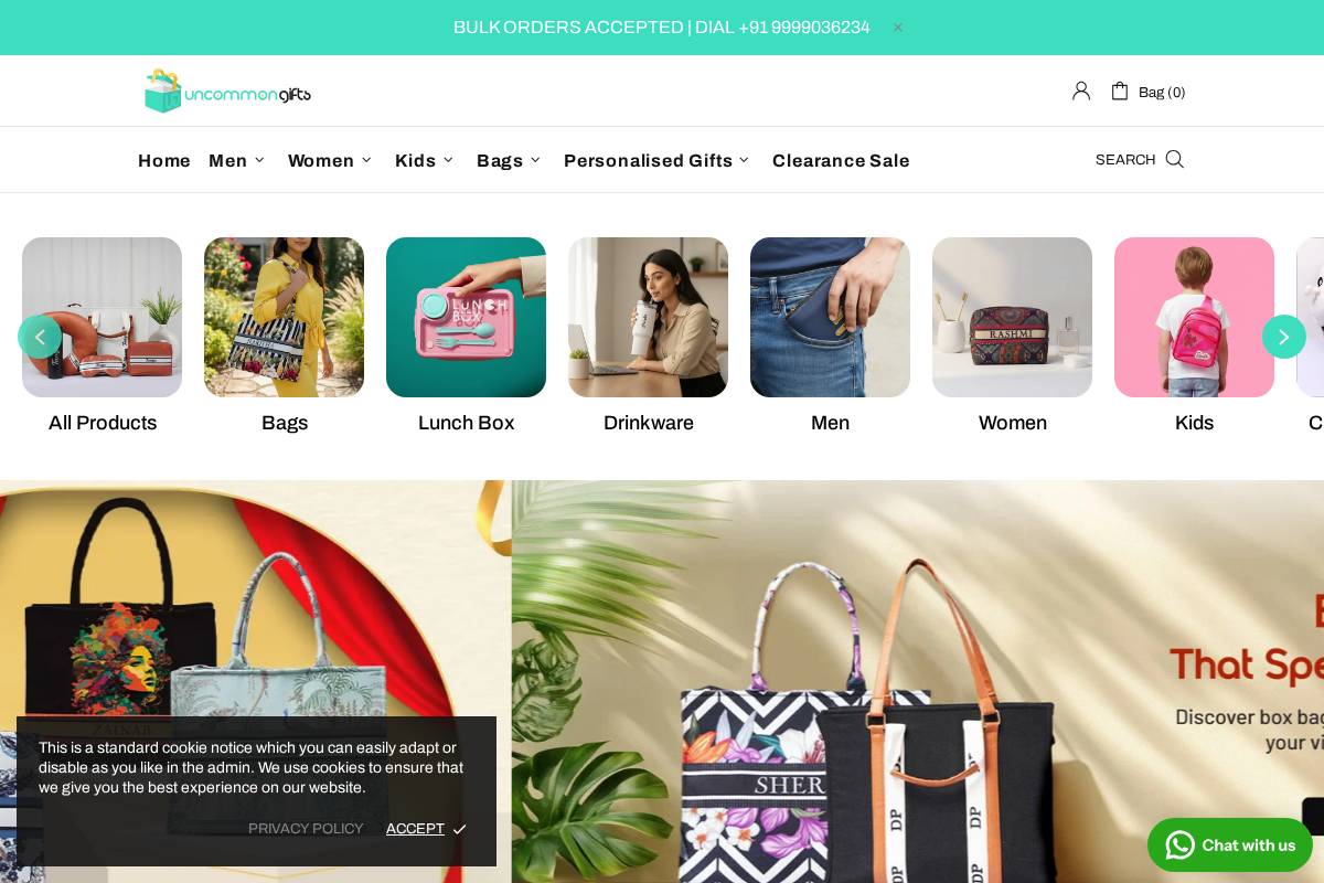 uncommongifts.in homepage screenshot