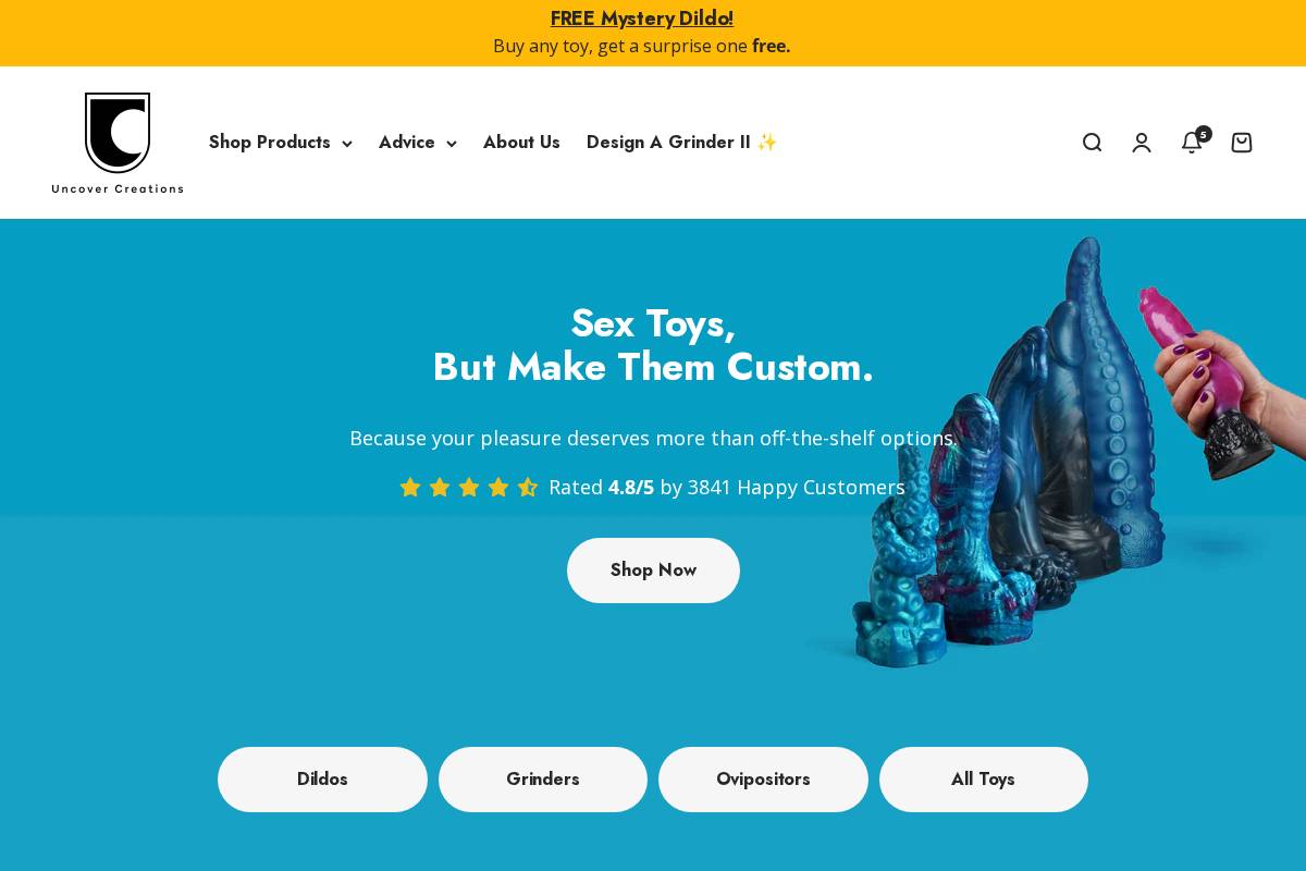 Uncover Creations homepage screenshot