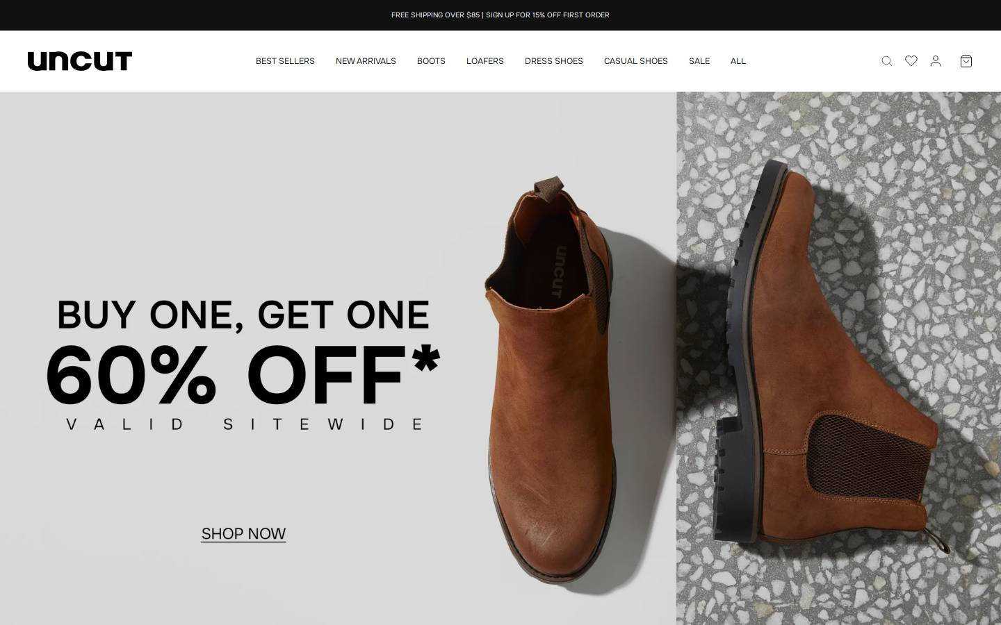 uncutshoes.com.au homepage screenshot