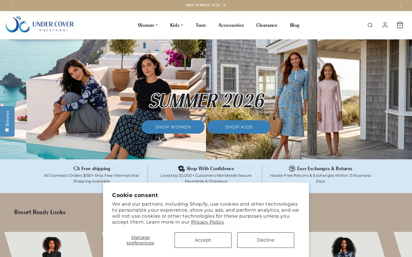 undercoverwaterwear.com homepage screenshot