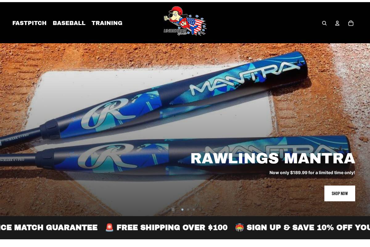 underdogsports.shop homepage screenshot