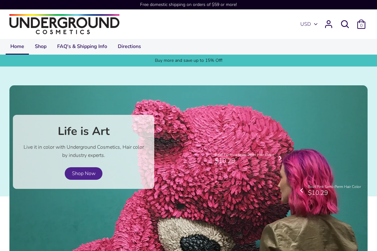 undergroundcosmetics.co homepage screenshot