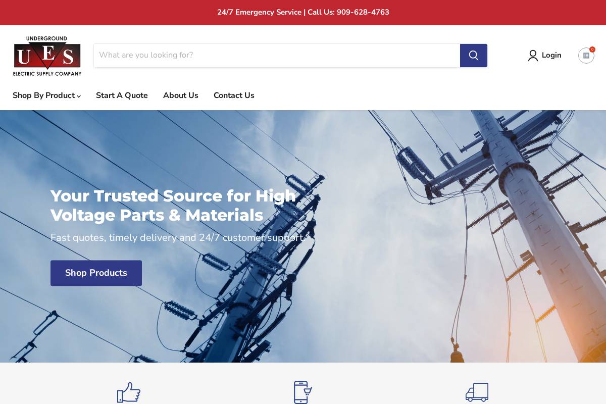 undergroundelectricsupply.com homepage screenshot