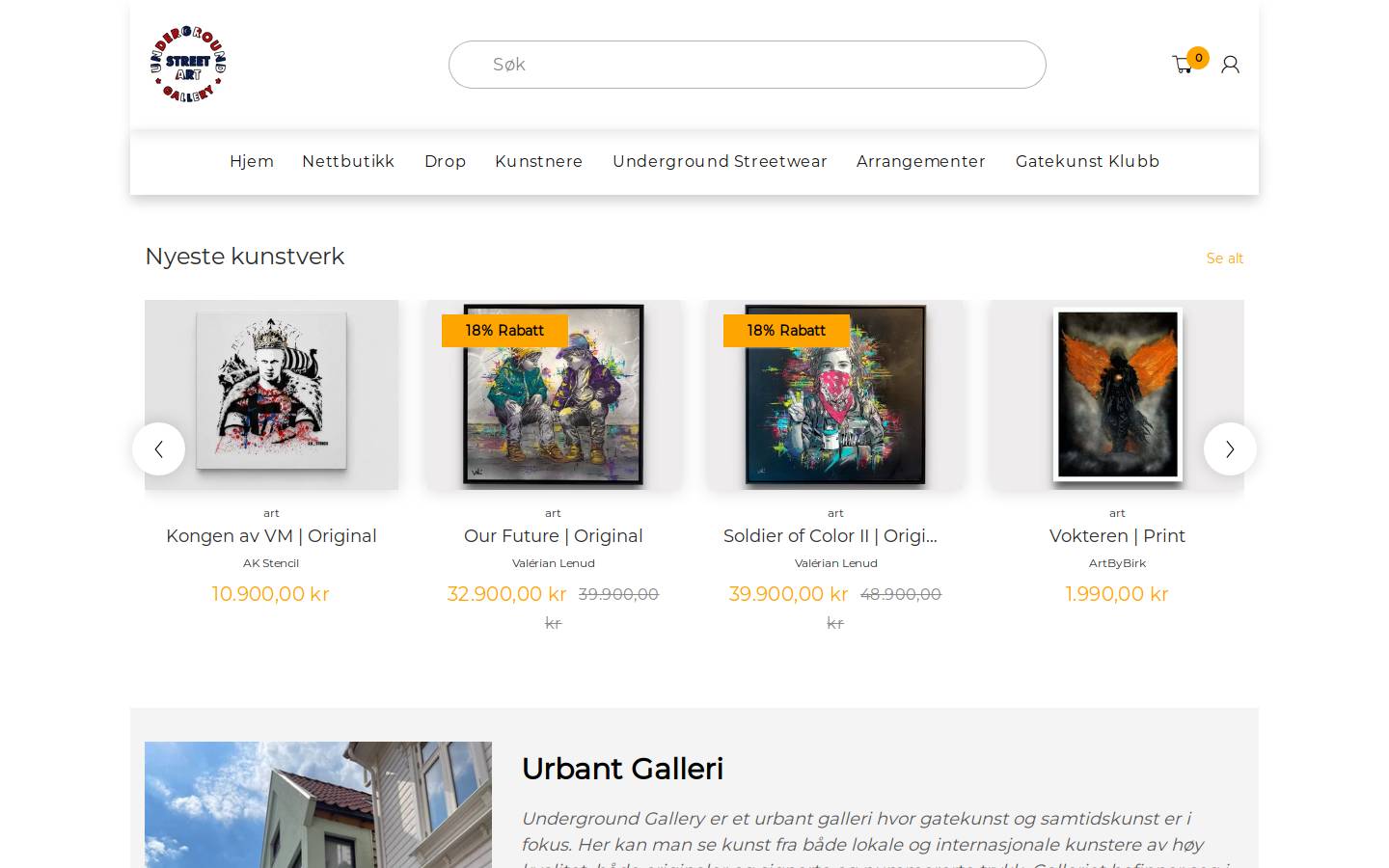 undergroundgallery.no homepage screenshot