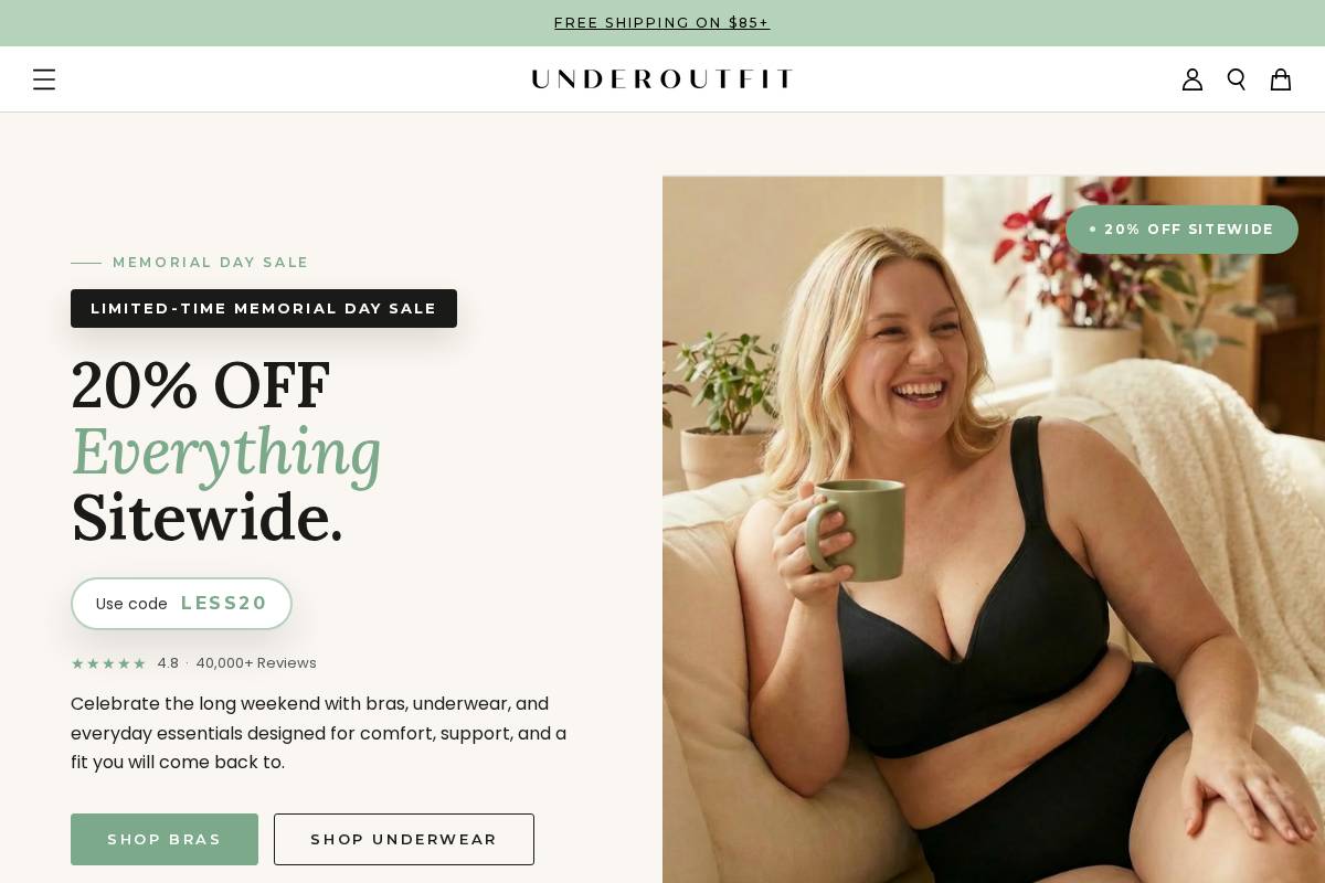 UNDEROUTFIT homepage screenshot