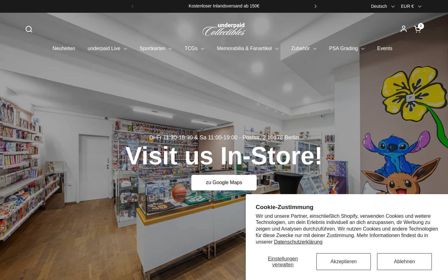 underpaidcollectibles GmbH homepage screenshot