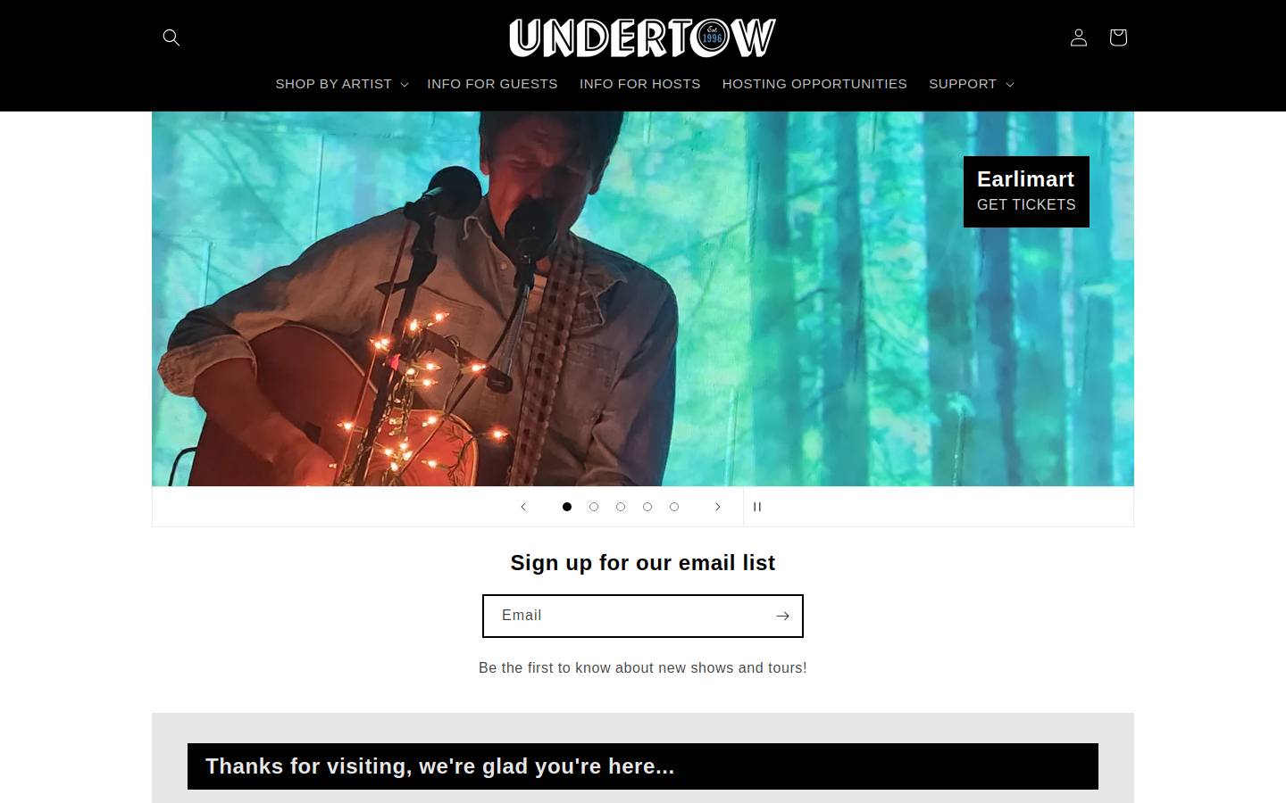 undertowshows.com homepage screenshot