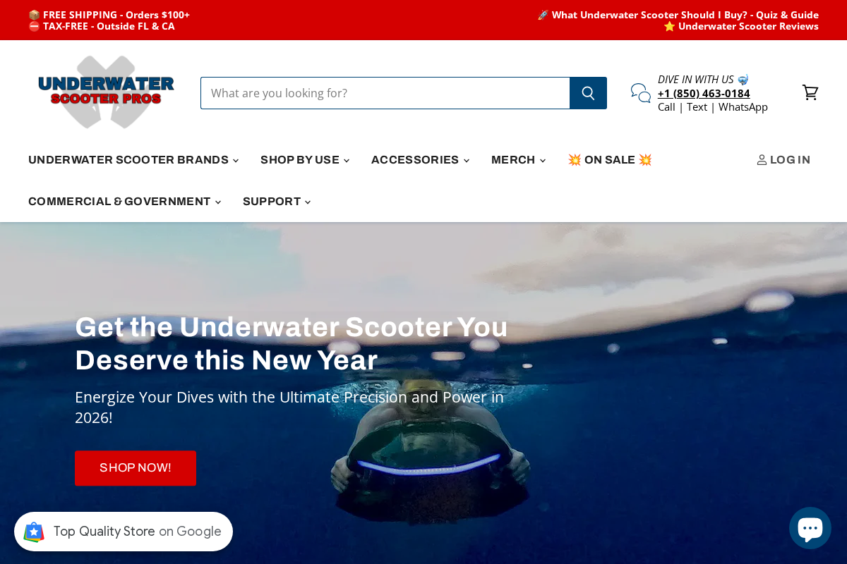 Underwater Scooter Pros homepage screenshot