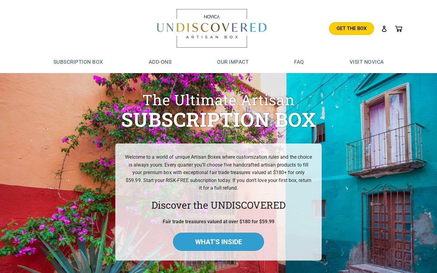 undiscovered-artisan-box.com homepage screenshot