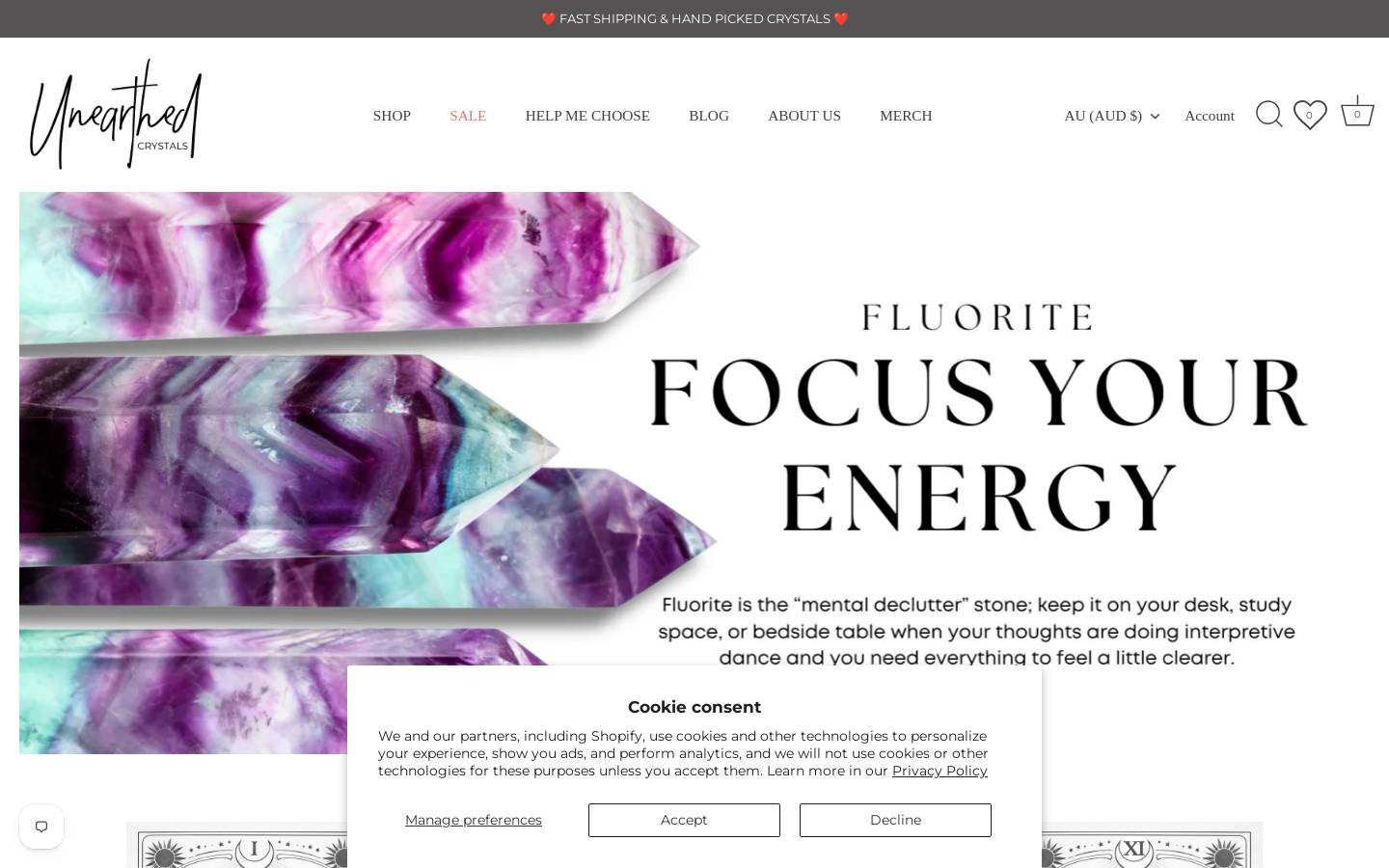 unearthedcrystals.com homepage screenshot