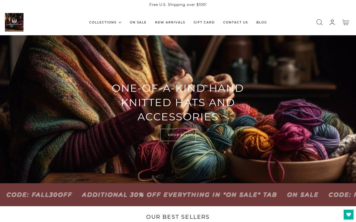 uneekhats.com homepage screenshot