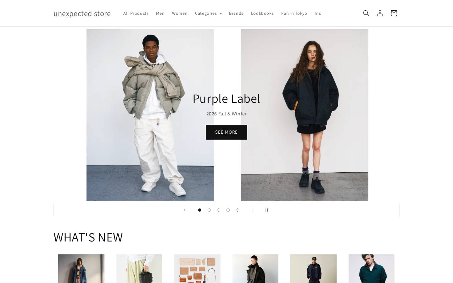 Unexpected Store homepage screenshot