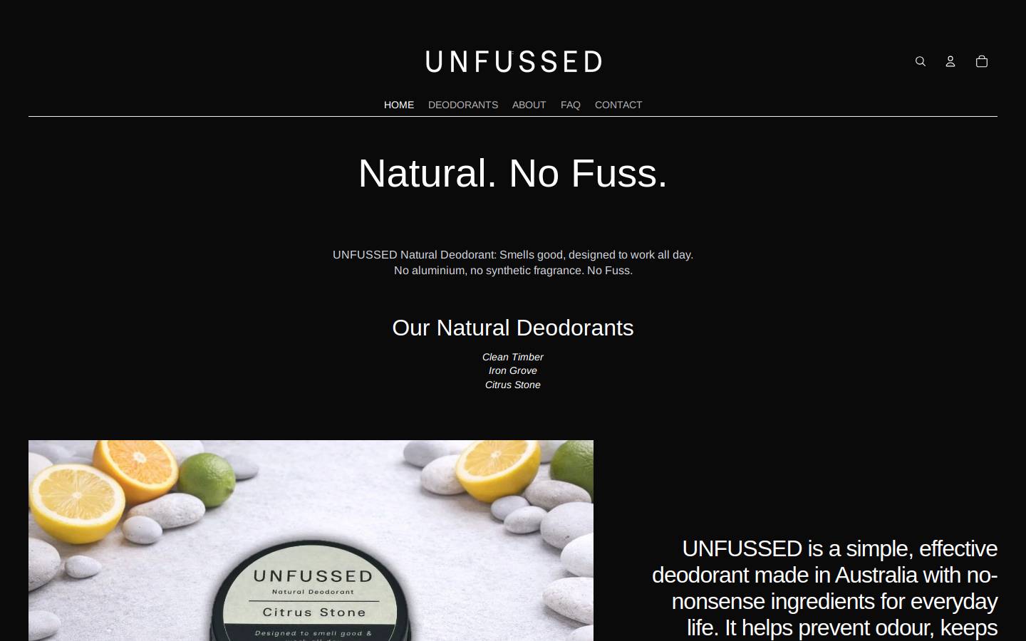 unfussed.com.au homepage screenshot