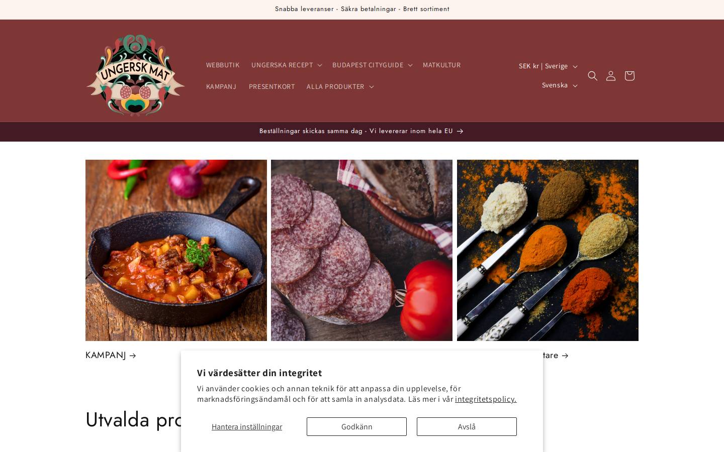 Ungerskmat homepage screenshot
