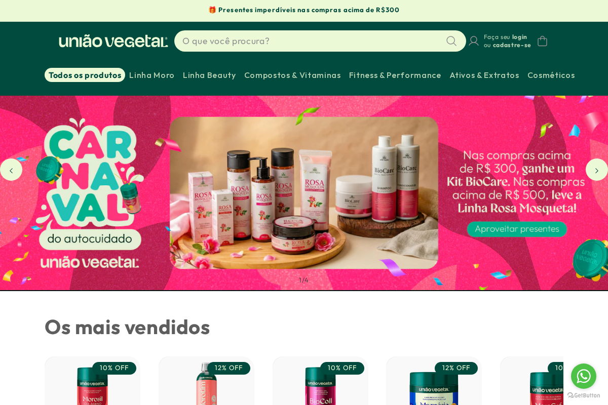 União Vegetal homepage screenshot