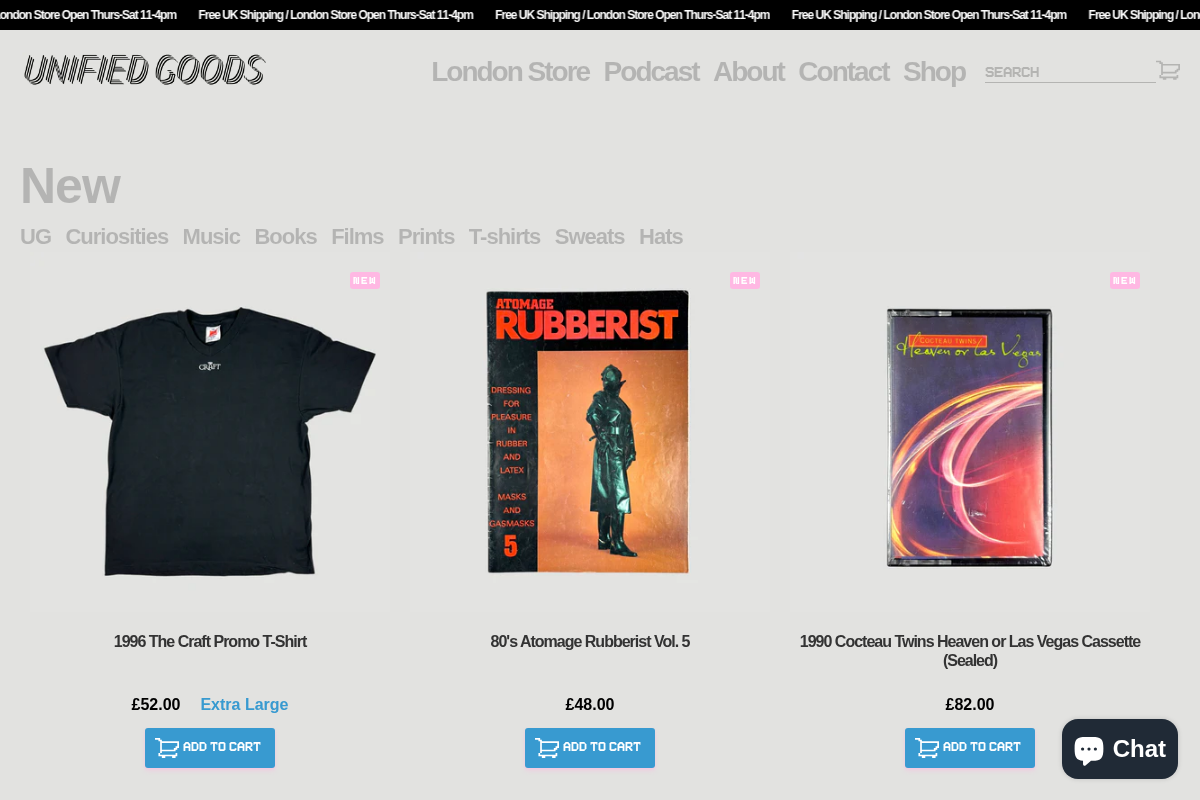 Unified Goods homepage screenshot