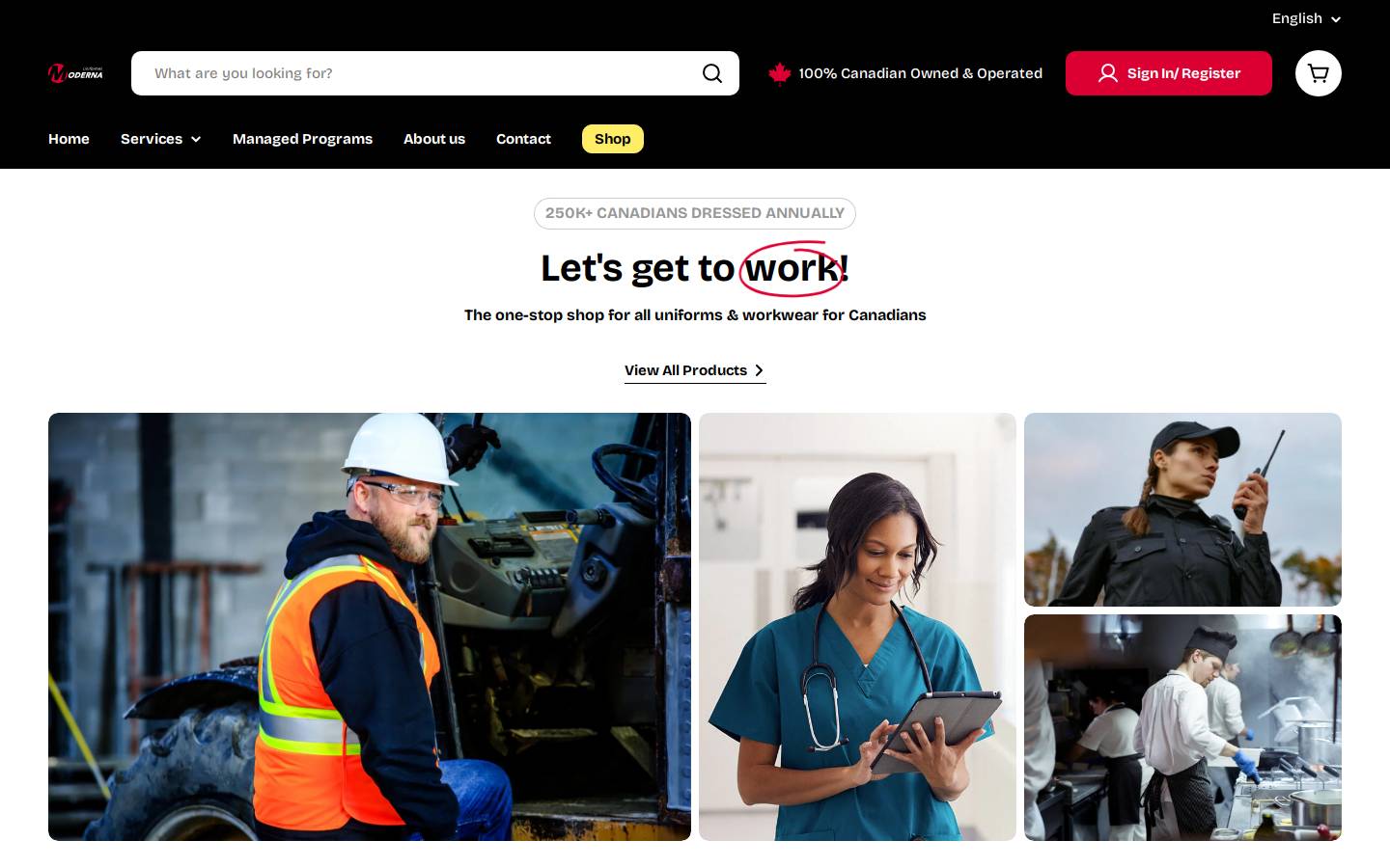 uniformesmoderna.com homepage screenshot