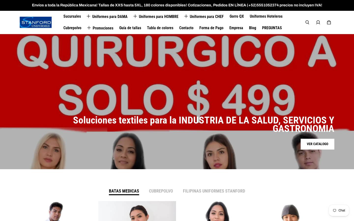 uniformesstanford.mx homepage screenshot