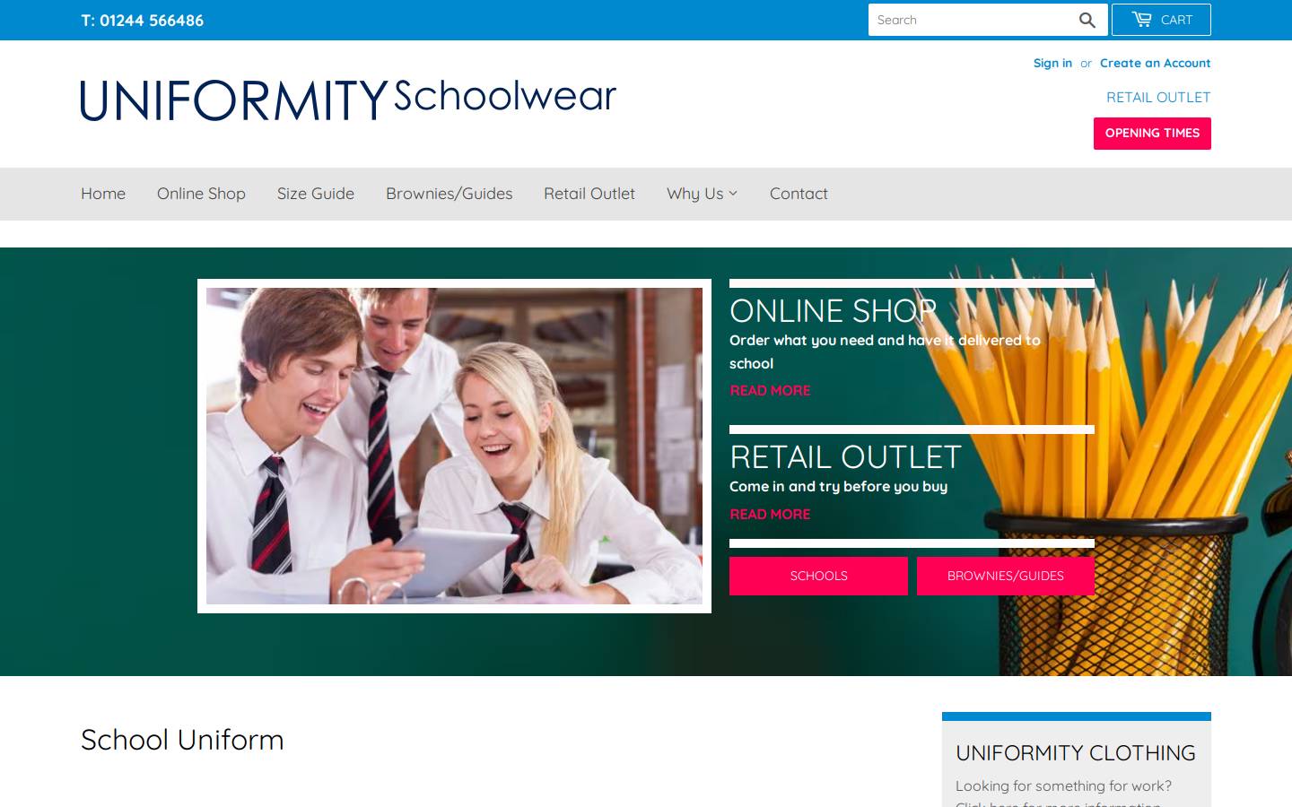 uniformityschools.com homepage screenshot