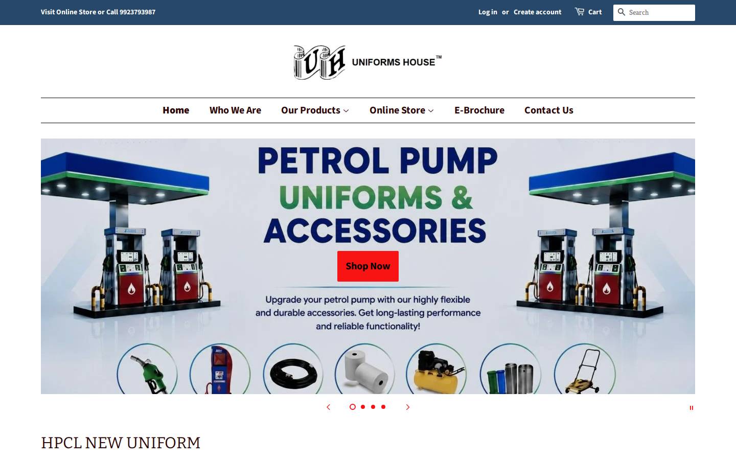 uniforms.net.in homepage screenshot