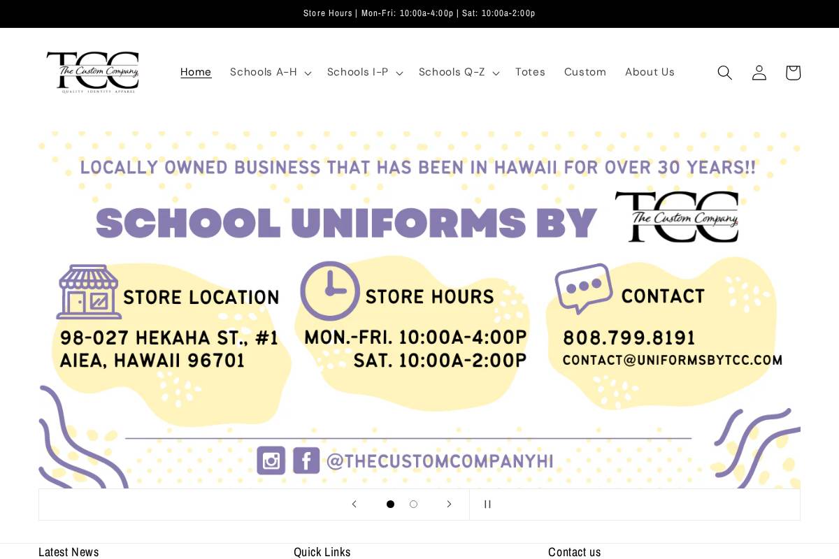uniformsbytcc.com homepage screenshot