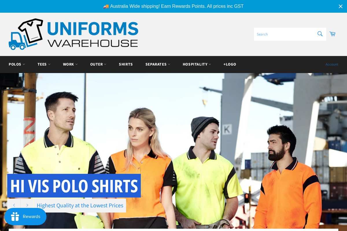 Uniform Warehouse homepage screenshot