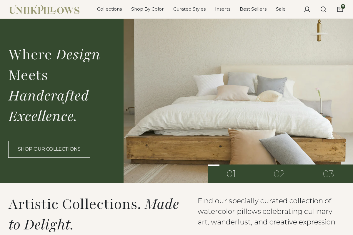 uniikpillows.com homepage screenshot