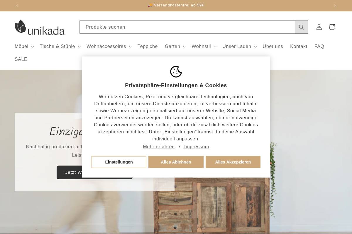 unikada homepage screenshot