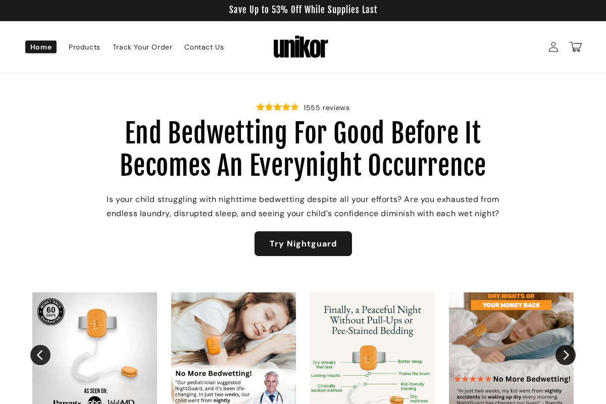 Unikor homepage screenshot