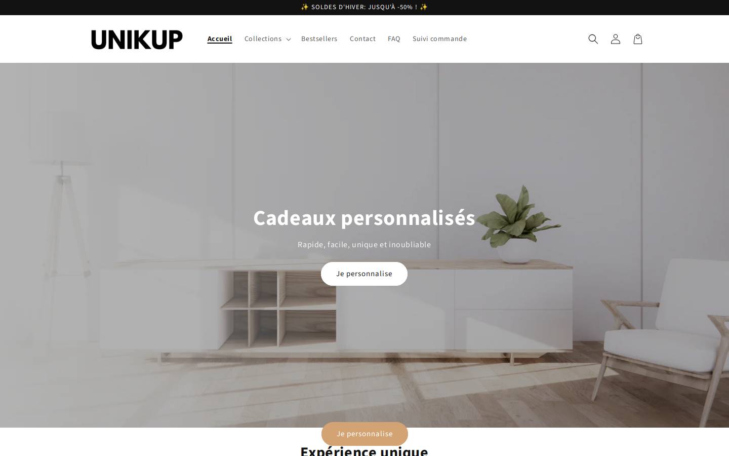 Unikup homepage screenshot
