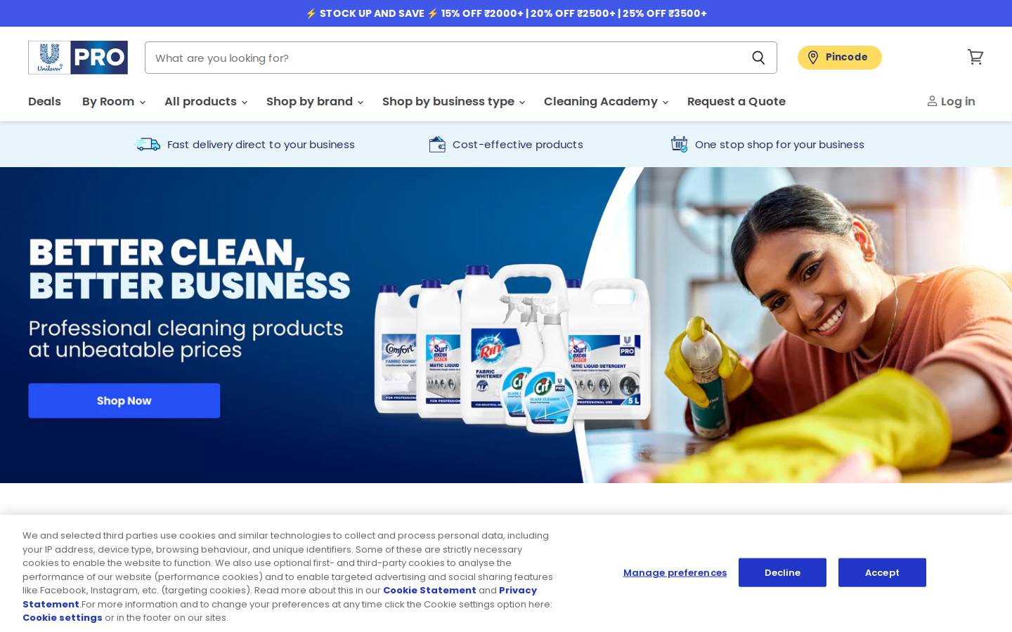 unilever-professional.com homepage screenshot