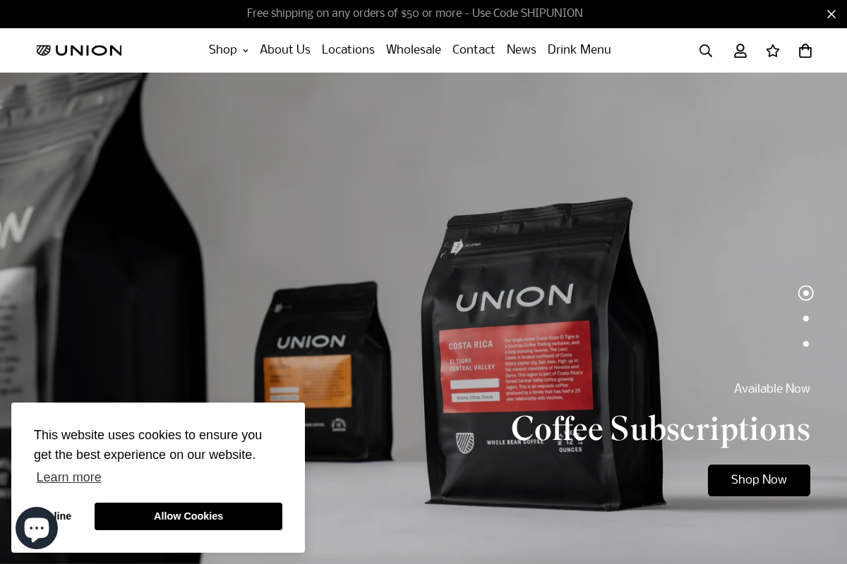 unionroasters.co homepage screenshot