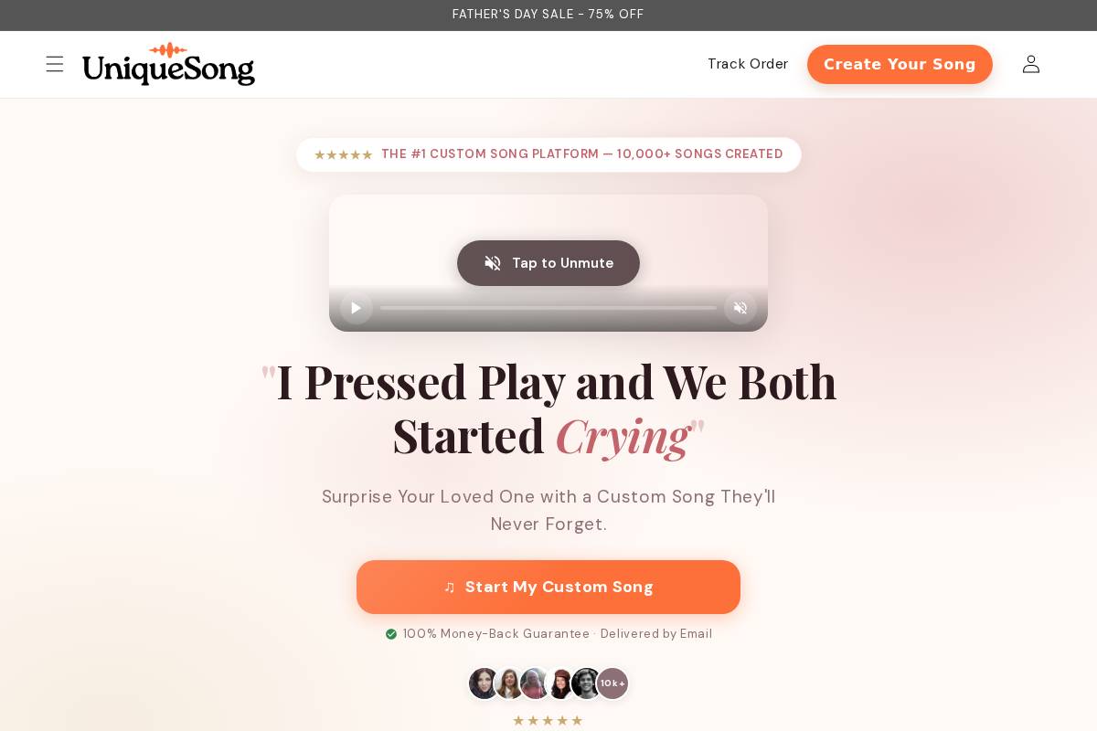 Unique Song homepage screenshot