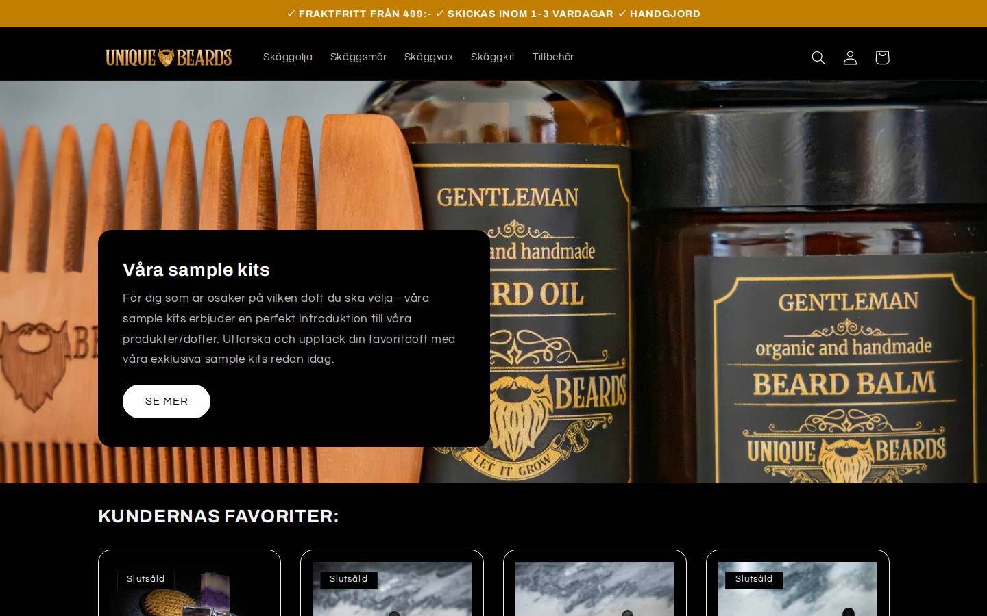 Uniquebeards homepage screenshot