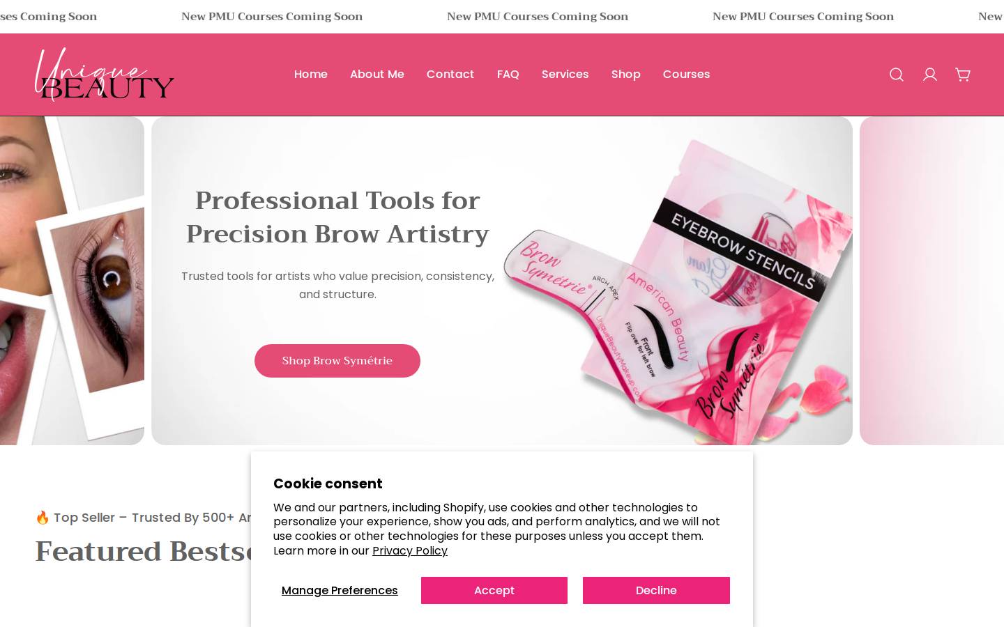 uniquebeautypmu.com homepage screenshot